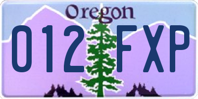 OR license plate 012FXP