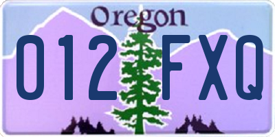 OR license plate 012FXQ