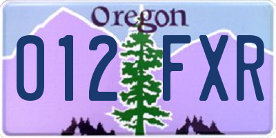 OR license plate 012FXR