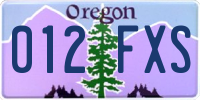 OR license plate 012FXS