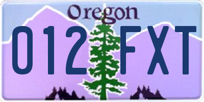 OR license plate 012FXT