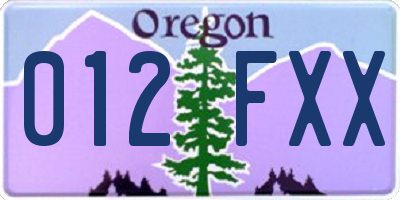 OR license plate 012FXX
