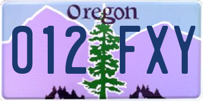 OR license plate 012FXY