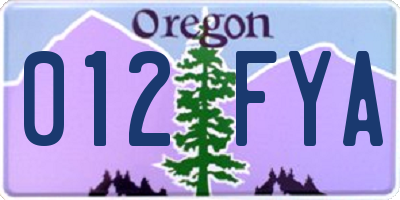 OR license plate 012FYA