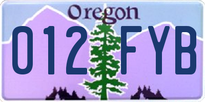 OR license plate 012FYB
