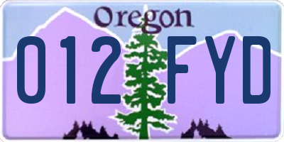 OR license plate 012FYD