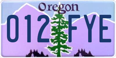 OR license plate 012FYE