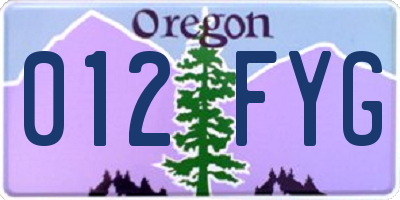 OR license plate 012FYG