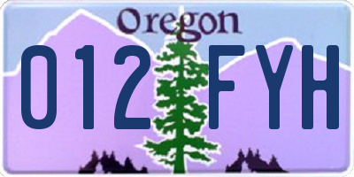 OR license plate 012FYH