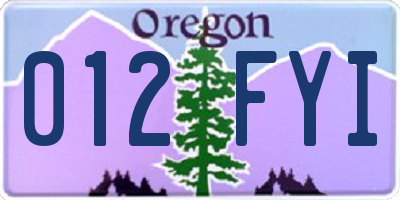 OR license plate 012FYI