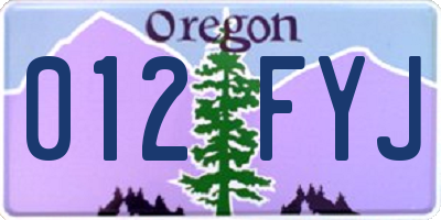 OR license plate 012FYJ
