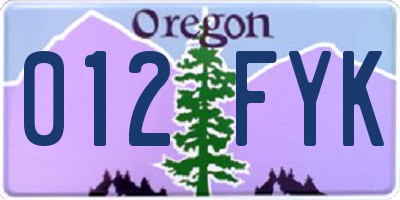 OR license plate 012FYK