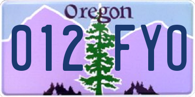 OR license plate 012FYO