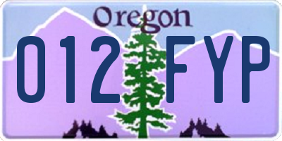 OR license plate 012FYP