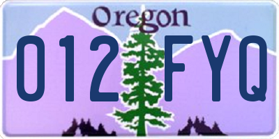 OR license plate 012FYQ