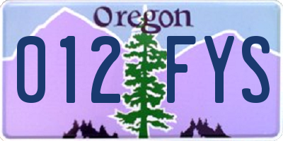 OR license plate 012FYS