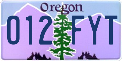 OR license plate 012FYT