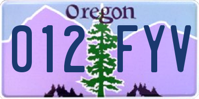OR license plate 012FYV