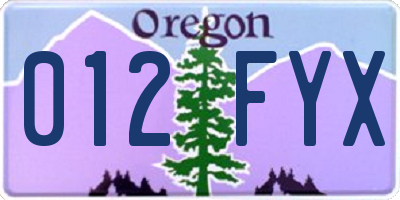 OR license plate 012FYX