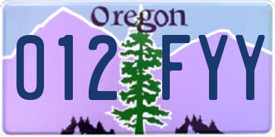OR license plate 012FYY
