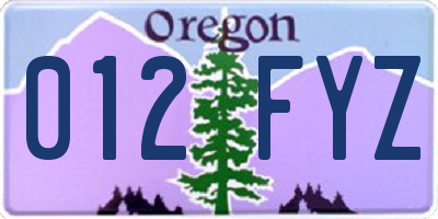OR license plate 012FYZ