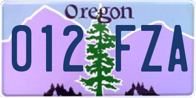 OR license plate 012FZA