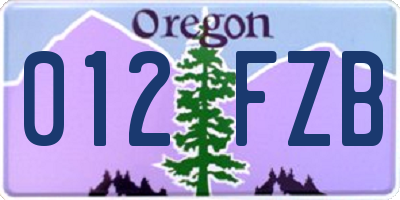OR license plate 012FZB