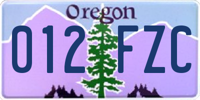OR license plate 012FZC