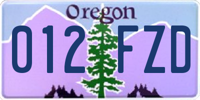 OR license plate 012FZD