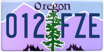 OR license plate 012FZE
