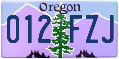 OR license plate 012FZJ