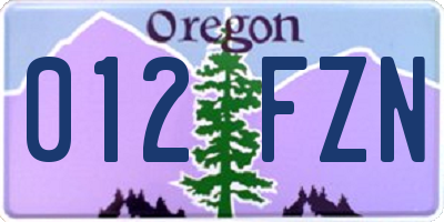 OR license plate 012FZN