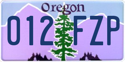 OR license plate 012FZP