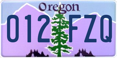 OR license plate 012FZQ
