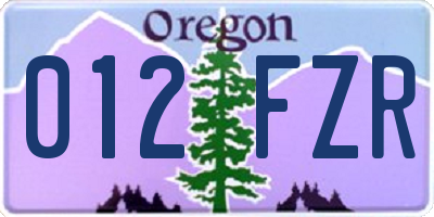 OR license plate 012FZR