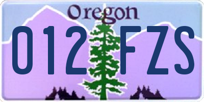 OR license plate 012FZS