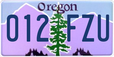 OR license plate 012FZU