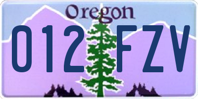 OR license plate 012FZV