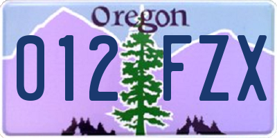 OR license plate 012FZX