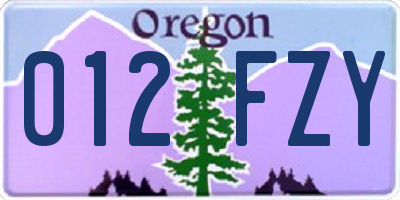 OR license plate 012FZY