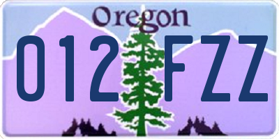 OR license plate 012FZZ
