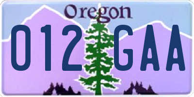 OR license plate 012GAA