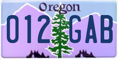 OR license plate 012GAB