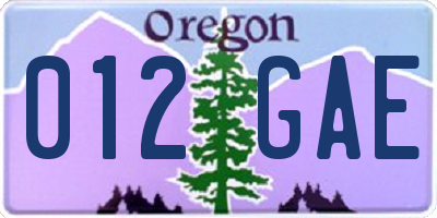 OR license plate 012GAE