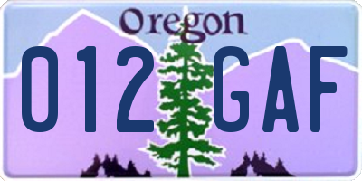 OR license plate 012GAF
