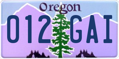 OR license plate 012GAI