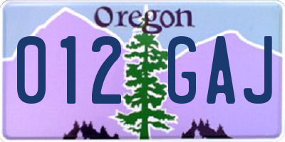 OR license plate 012GAJ