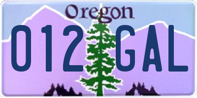 OR license plate 012GAL