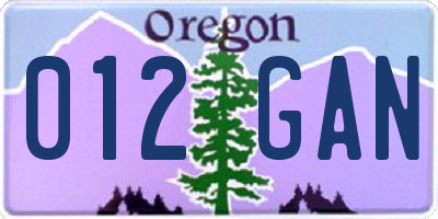 OR license plate 012GAN