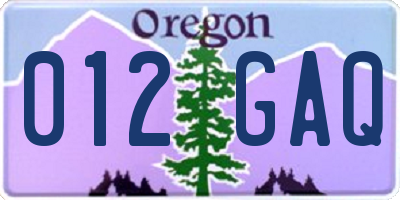 OR license plate 012GAQ
